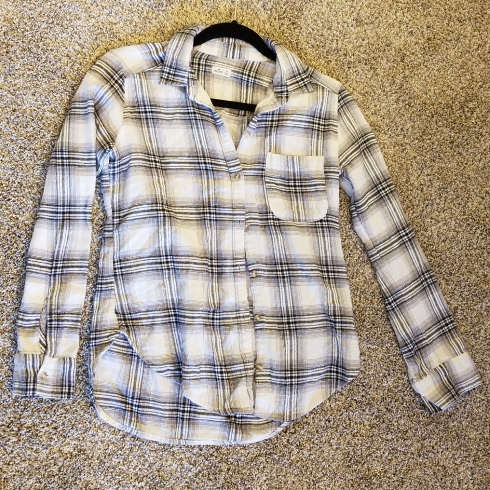 Hollister plaid shirt Gray, Black & White  sz XS